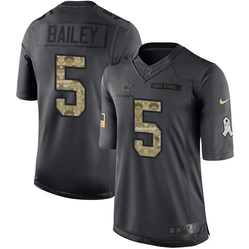 Nike Cowboys #5 Dan Bailey Black Men's Stitched NFL Limited 2016 Salute To Service Jersey